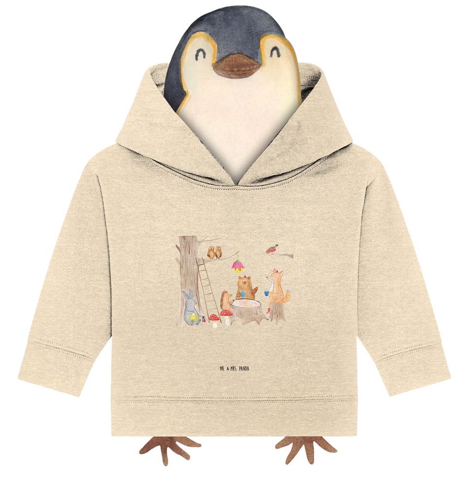 Organic Baby Hoodie Waldtiere Picknick Bio, Baby Kapuzenshirt, Baby Kapuzensweatshirt, Baby Hoodie, Baby Pullover, süße Tiermotive, gute Laune, lustige Sprüche, Tiere, Waldtiere, Picknick, Wald, Fuchs, Hase, Igel, Maus, Eichhörnchen