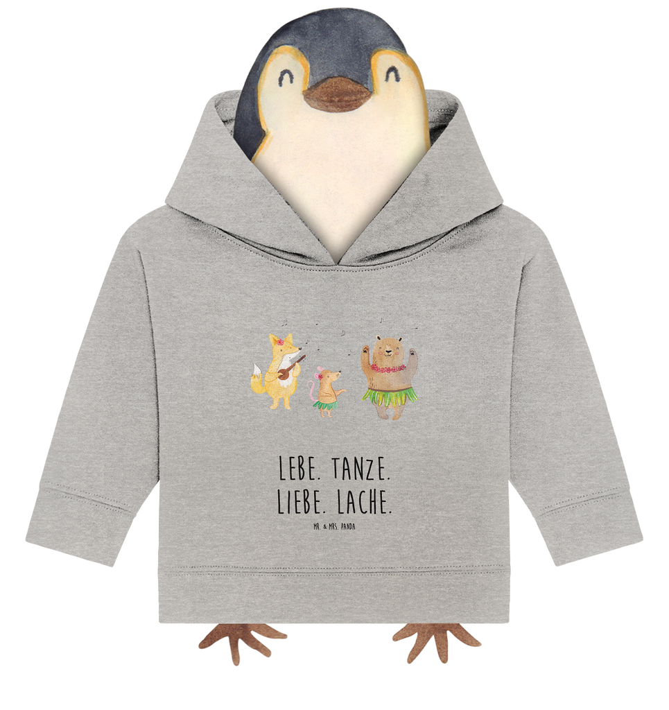Organic Baby Hoodie Waldtiere Aloha Baby Kapuzenshirt, Baby Kapuzensweatshirt, Baby Hoodie, Baby Pullover, Tiermotive, Gute Laune, lustige Sprüche, Tiere, Wald, Waldtiere, Musik, Aloha, Bär, Hase, Igel, Tanzen, Leben, Lachen
