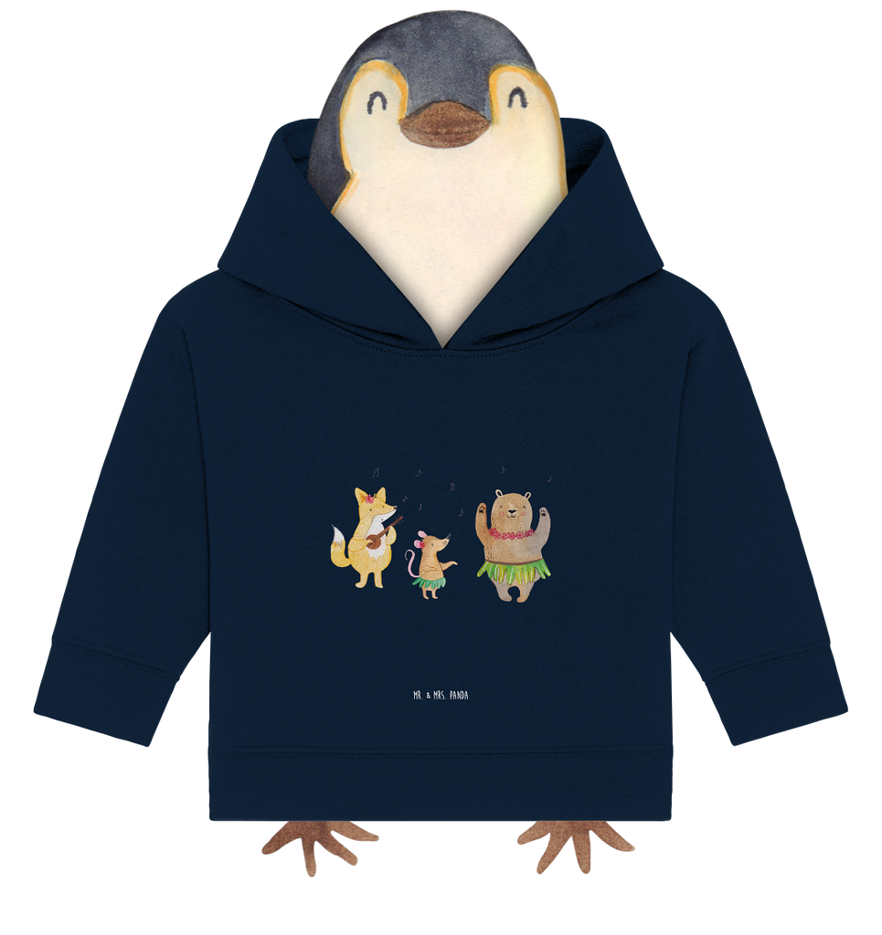 Organic Baby Hoodie Waldtiere Aloha Baby Kapuzenshirt, Baby Kapuzensweatshirt, Baby Hoodie, Baby Pullover, Tiermotive, Gute Laune, lustige Sprüche, Tiere, Wald, Waldtiere, Musik, Aloha, Bär, Hase, Igel, Tanzen, Leben, Lachen