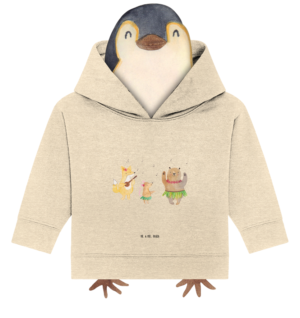 Organic Baby Hoodie Waldtiere Aloha Baby Kapuzenshirt, Baby Kapuzensweatshirt, Baby Hoodie, Baby Pullover, Tiermotive, Gute Laune, lustige Sprüche, Tiere, Wald, Waldtiere, Musik, Aloha, Bär, Hase, Igel, Tanzen, Leben, Lachen