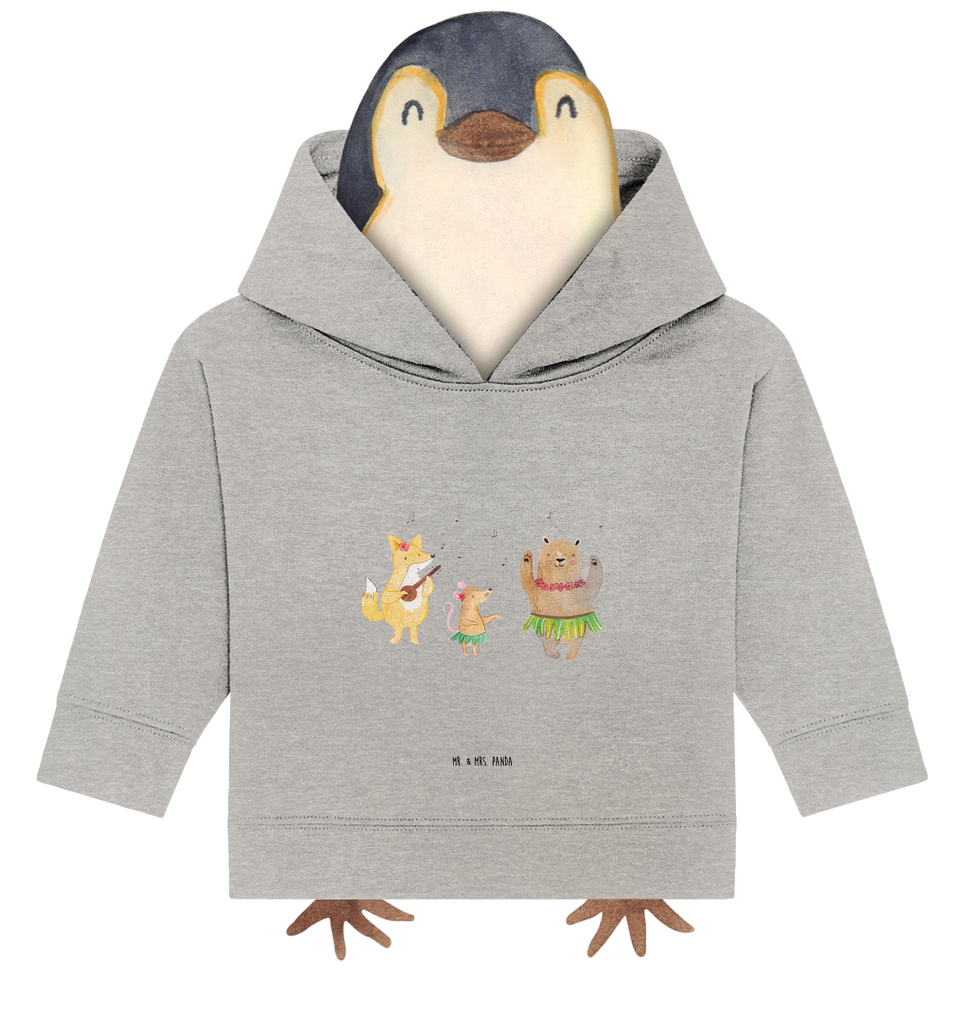 Organic Baby Hoodie Waldtiere Aloha Baby Kapuzenshirt, Baby Kapuzensweatshirt, Baby Hoodie, Baby Pullover, Tiermotive, Gute Laune, lustige Sprüche, Tiere, Wald, Waldtiere, Musik, Aloha, Bär, Hase, Igel, Tanzen, Leben, Lachen