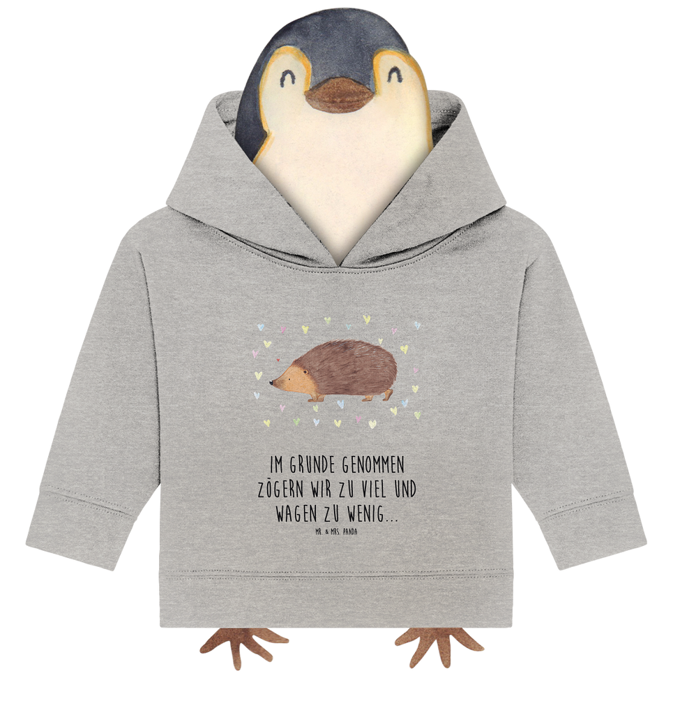 Organic Baby Hoodie Igel Herzen Baby Kapuzenshirt, Baby Kapuzensweatshirt, Baby Hoodie, Baby Pullover, Tiermotive, Gute Laune, lustige Sprüche, Tiere, Liebe, Herz, Herzen, Igel, Vertrauen, Kuss, Leben