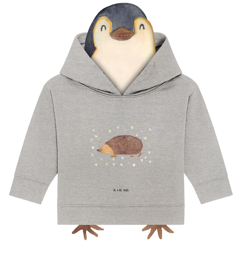 Organic Baby Hoodie Igel Herzen Baby Kapuzenshirt, Baby Kapuzensweatshirt, Baby Hoodie, Baby Pullover, Tiermotive, Gute Laune, lustige Sprüche, Tiere, Liebe, Herz, Herzen, Igel, Vertrauen, Kuss, Leben