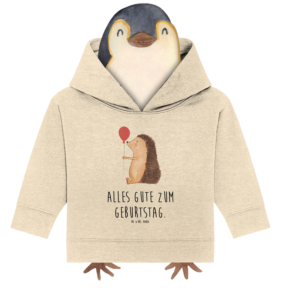 Organic Baby Hoodie Igel mit Luftballon Baby Kapuzenshirt, Baby Kapuzensweatshirt, Baby Hoodie, Baby Pullover, Tiermotive, Gute Laune, lustige Sprüche, Tiere, Igel, Geburtstag, Herzlichen Glückwunsch, Glückwunsch, Geburtstagskind, Ballon, Happy Birthday