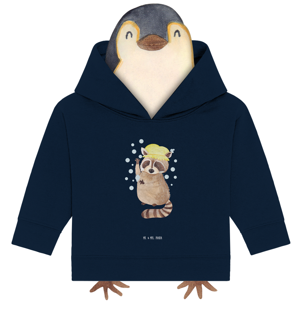 Organic Baby Hoodie Waschbär Baby Kapuzenshirt, Baby Kapuzensweatshirt, Baby Hoodie, Baby Pullover, Tiermotive, Gute Laune, lustige Sprüche, Tiere, Waschbär, Tagträumen, Plan, Fröhlich, waschen, Seifenblasen