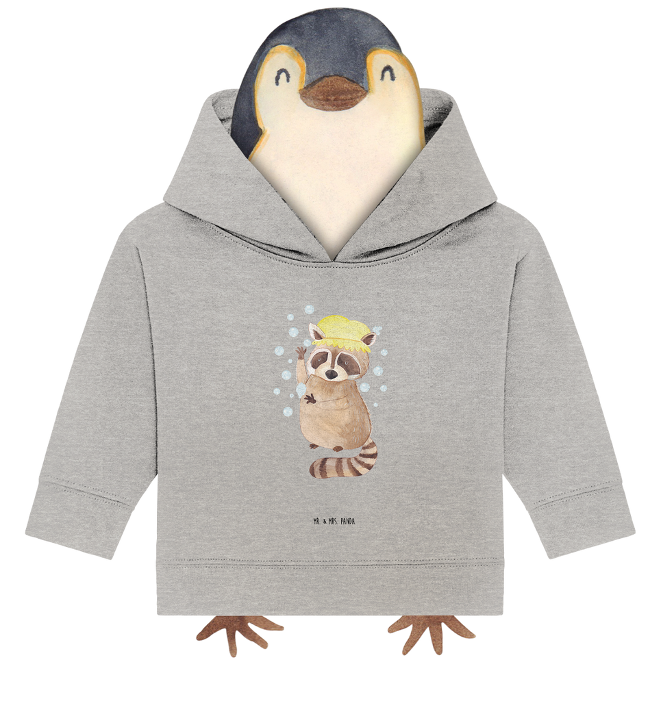 Organic Baby Hoodie Waschbär Baby Kapuzenshirt, Baby Kapuzensweatshirt, Baby Hoodie, Baby Pullover, Tiermotive, Gute Laune, lustige Sprüche, Tiere, Waschbär, Tagträumen, Plan, Fröhlich, waschen, Seifenblasen