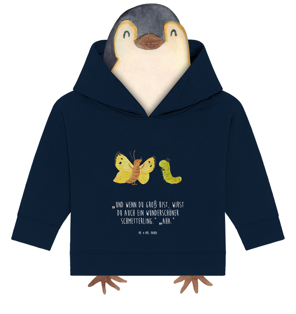 Organic Baby Hoodie Raupe & Schmetterling Baby Kapuzenshirt, Baby Kapuzensweatshirt, Baby Hoodie, Baby Pullover, Tiermotive, Gute Laune, lustige Sprüche, Tiere, Raupe, Schmetterling, Zitronenfalter, Entwicklung, Erwachsen werden, Kokon, Hut, Hütchen, Schönheit, Aufwachsen