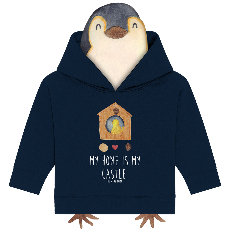 Organic Baby Hoodie Vogelhaus Baby Kapuzenshirt, Baby Kapuzensweatshirt, Baby Hoodie, Baby Pullover, Tiermotive, Gute Laune, lustige Sprüche, Tiere, Vogel, Vögel, Vogelhaus, Vogelhäuschen, Home sweet home, Zuhause, Nest, Eigenheim, Familie, Wohnung, Haus, unser Haus, Lieblingsort, Castle