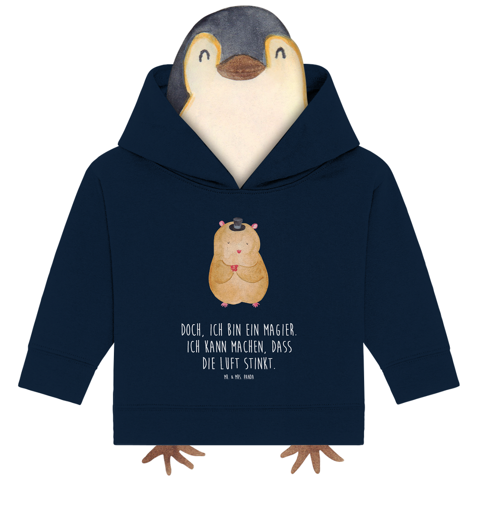 Organic Baby Hoodie Hamster mit Hut Baby Kapuzenshirt, Baby Kapuzensweatshirt, Baby Hoodie, Baby Pullover, Tiermotive, Gute Laune, lustige Sprüche, Tiere, Hamster, Hut, Magier, Zylinder, Zwerghamster, Zauberer, Houdini