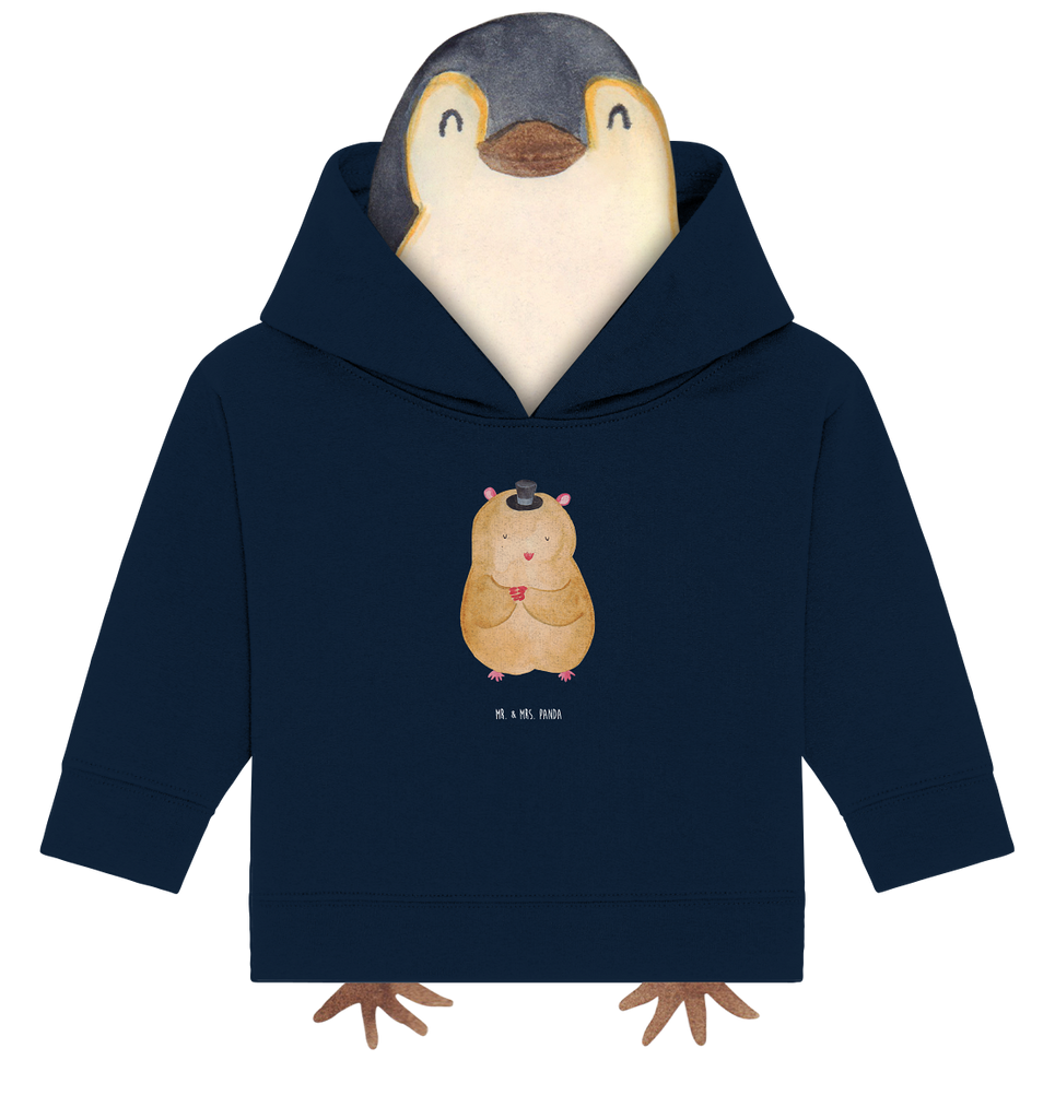 Organic Baby Hoodie Hamster mit Hut Baby Kapuzenshirt, Baby Kapuzensweatshirt, Baby Hoodie, Baby Pullover, Tiermotive, Gute Laune, lustige Sprüche, Tiere, Hamster, Hut, Magier, Zylinder, Zwerghamster, Zauberer, Houdini