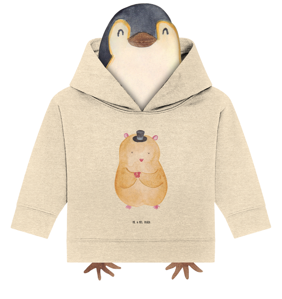 Organic Baby Hoodie Hamster mit Hut Baby Kapuzenshirt, Baby Kapuzensweatshirt, Baby Hoodie, Baby Pullover, Tiermotive, Gute Laune, lustige Sprüche, Tiere, Hamster, Hut, Magier, Zylinder, Zwerghamster, Zauberer, Houdini