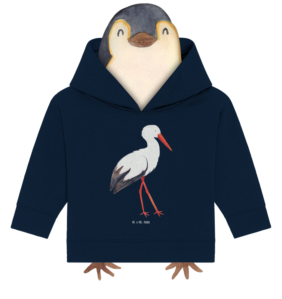 Organic Baby Hoodie Storch Baby Kapuzenshirt, Baby Kapuzensweatshirt, Baby Hoodie, Baby Pullover, Tiermotive, Gute Laune, lustige Sprüche, Tiere, Storch, Störche, Schwangerschaft, Geburt, Mutter, Mütter, Mutter werden, Schwanger, Babybauch, Baby