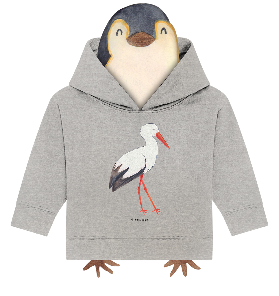 Organic Baby Hoodie Storch Baby Kapuzenshirt, Baby Kapuzensweatshirt, Baby Hoodie, Baby Pullover, Tiermotive, Gute Laune, lustige Sprüche, Tiere, Storch, Störche, Schwangerschaft, Geburt, Mutter, Mütter, Mutter werden, Schwanger, Babybauch, Baby