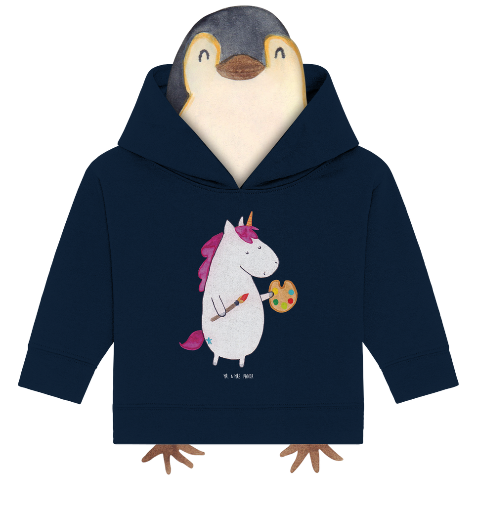 Organic Baby Hoodie Einhorn Künstler Bio, Baby Kapuzenshirt, Baby Kapuzensweatshirt, Baby Hoodie, Baby Pullover, Einhorn, Einhörner, Einhorn Deko, Pegasus, Unicorn, Englisch, Künstler, Artist, Malen, Zeichnen, Welt, Farbe, Stift, Pinsel, Geschenk, Maler
