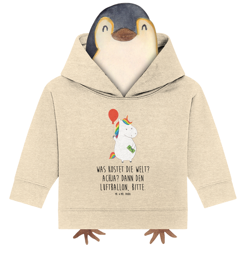 Organic Baby Hoodie Einhorn Luftballon Baby Kapuzenshirt, Baby Kapuzensweatshirt, Baby Hoodie, Baby Pullover, Einhorn, Einhörner, Einhorn Deko, Pegasus, Unicorn, Luftballon, Geld, Lebenslust, Freude, Geschenk, Freundin