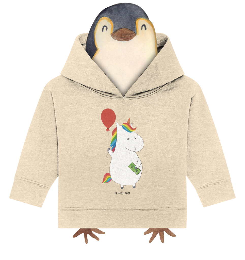 Organic Baby Hoodie Einhorn Luftballon Baby Kapuzenshirt, Baby Kapuzensweatshirt, Baby Hoodie, Baby Pullover, Einhorn, Einhörner, Einhorn Deko, Pegasus, Unicorn, Luftballon, Geld, Lebenslust, Freude, Geschenk, Freundin