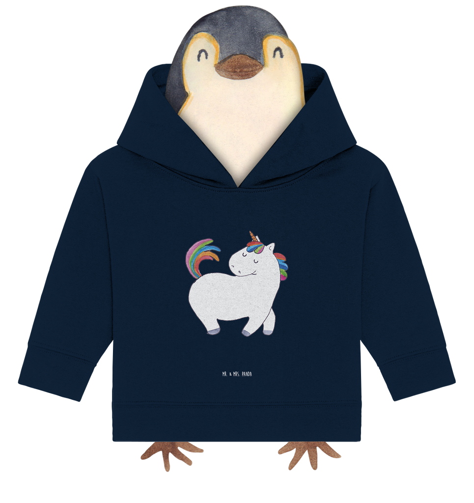 Organic Baby Hoodie Einhorn stolzierend Baby Kapuzenshirt, Baby Kapuzensweatshirt, Baby Hoodie, Baby Pullover, Einhorn, Einhörner, Einhorn Deko, Pegasus, Unicorn, stolz, anders, bunt, Pferd, Reiter, Reiten, Freundin, Geschenk