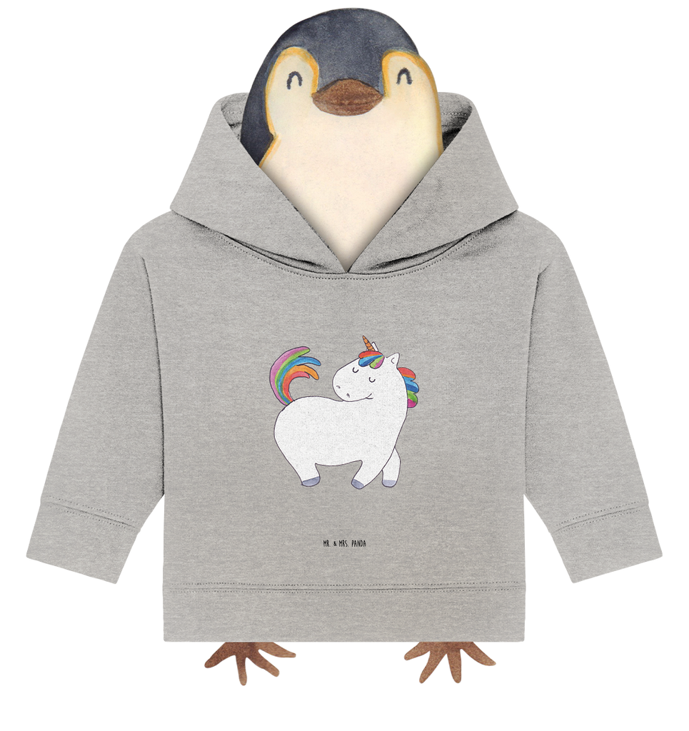 Organic Baby Hoodie Einhorn stolzierend Baby Kapuzenshirt, Baby Kapuzensweatshirt, Baby Hoodie, Baby Pullover, Einhorn, Einhörner, Einhorn Deko, Pegasus, Unicorn, stolz, anders, bunt, Pferd, Reiter, Reiten, Freundin, Geschenk
