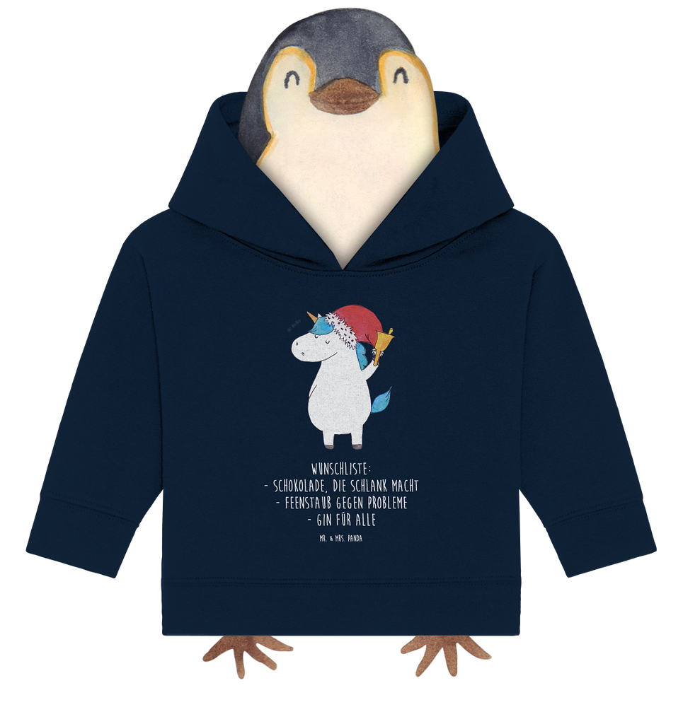 Organic Baby Hoodie Einhorn Weihnachtsmann Baby Kapuzenshirt, Baby Kapuzensweatshirt, Baby Hoodie, Baby Pullover, Einhorn, Einhörner, Einhorn Deko, Pegasus, Unicorn, Gin, Schokolade, Schoki, Weihnachten, Weihnachtsmann, Nikolaus, Wunschzettel, Wunschliste, Feenstaub