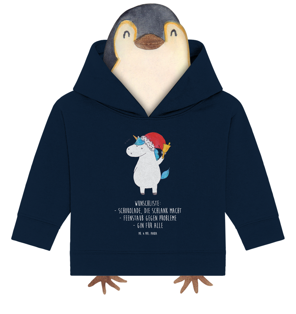 Organic Baby Hoodie Einhorn Weihnachtsmann Baby Kapuzenshirt, Baby Kapuzensweatshirt, Baby Hoodie, Baby Pullover, Einhorn, Einhörner, Einhorn Deko, Pegasus, Unicorn, Gin, Schokolade, Schoki, Weihnachten, Weihnachtsmann, Nikolaus, Wunschzettel, Wunschliste, Feenstaub