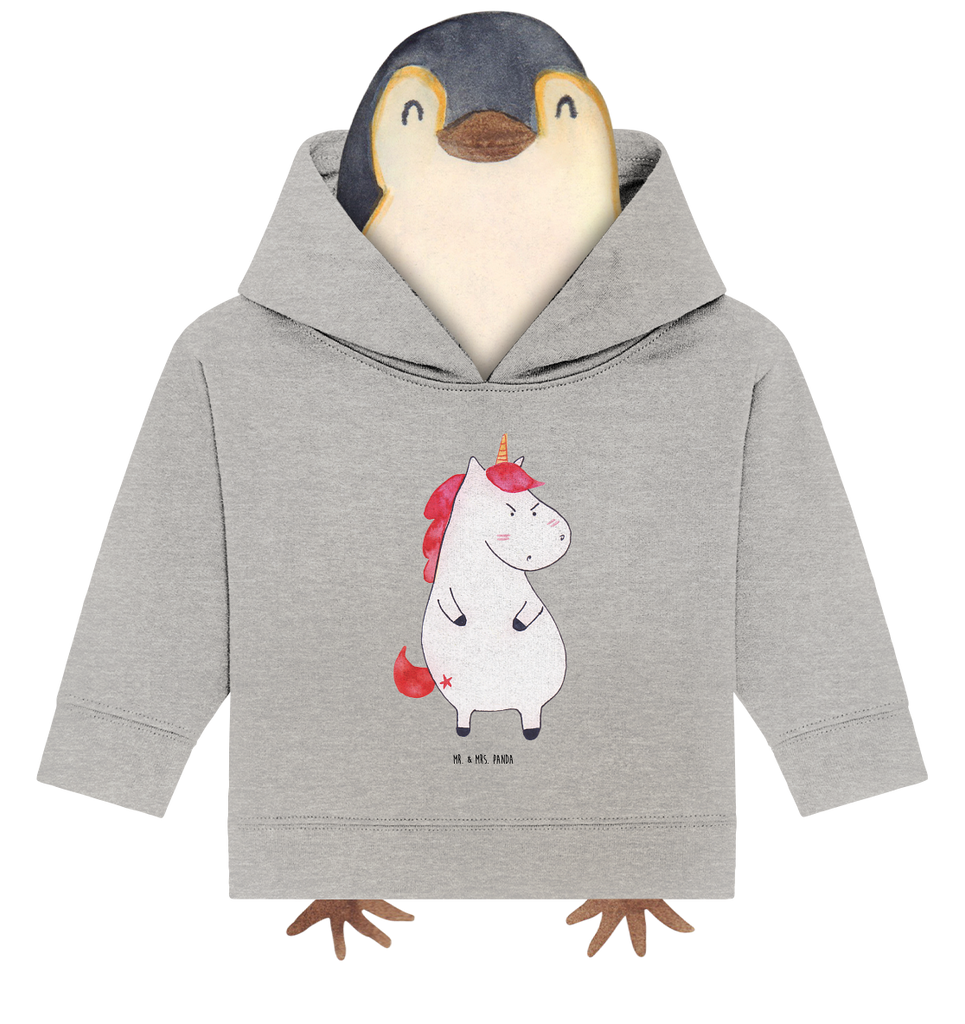 Organic Baby Hoodie Einhorn wütend Baby Kapuzenshirt, Baby Kapuzensweatshirt, Baby Hoodie, Baby Pullover, Einhorn, Einhörner, Einhorn Deko, Pegasus, Unicorn, Realität, Ansage, lustlos, nein, Büro, Arbeit, wütend, dumme Fragen, lustig, Spaß, Geschenk