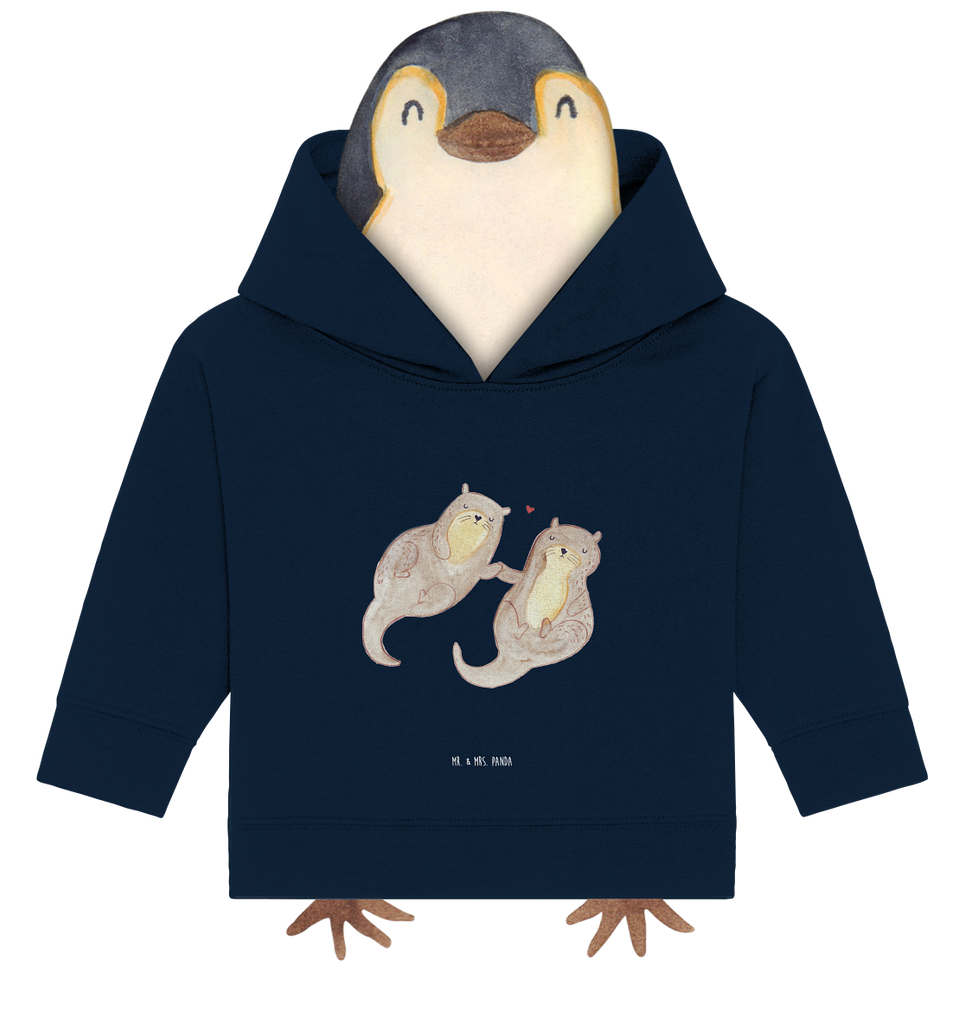 Organic Baby Hoodie Otter händchenhaltend Baby Kapuzenshirt, Baby Kapuzensweatshirt, Baby Hoodie, Baby Pullover, Otter, Fischotter, Seeotter, Otter Seeotter See Otter