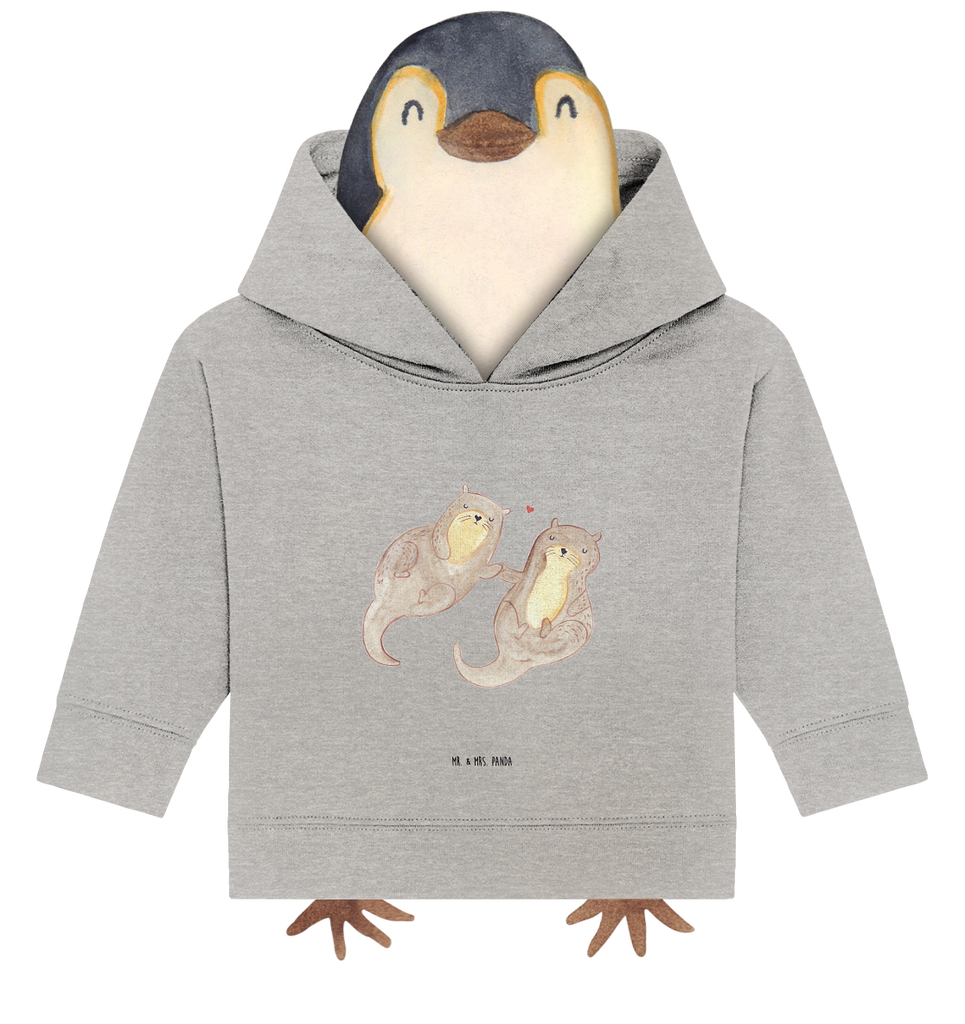Organic Baby Hoodie Otter händchenhaltend Baby Kapuzenshirt, Baby Kapuzensweatshirt, Baby Hoodie, Baby Pullover, Otter, Fischotter, Seeotter, Otter Seeotter See Otter