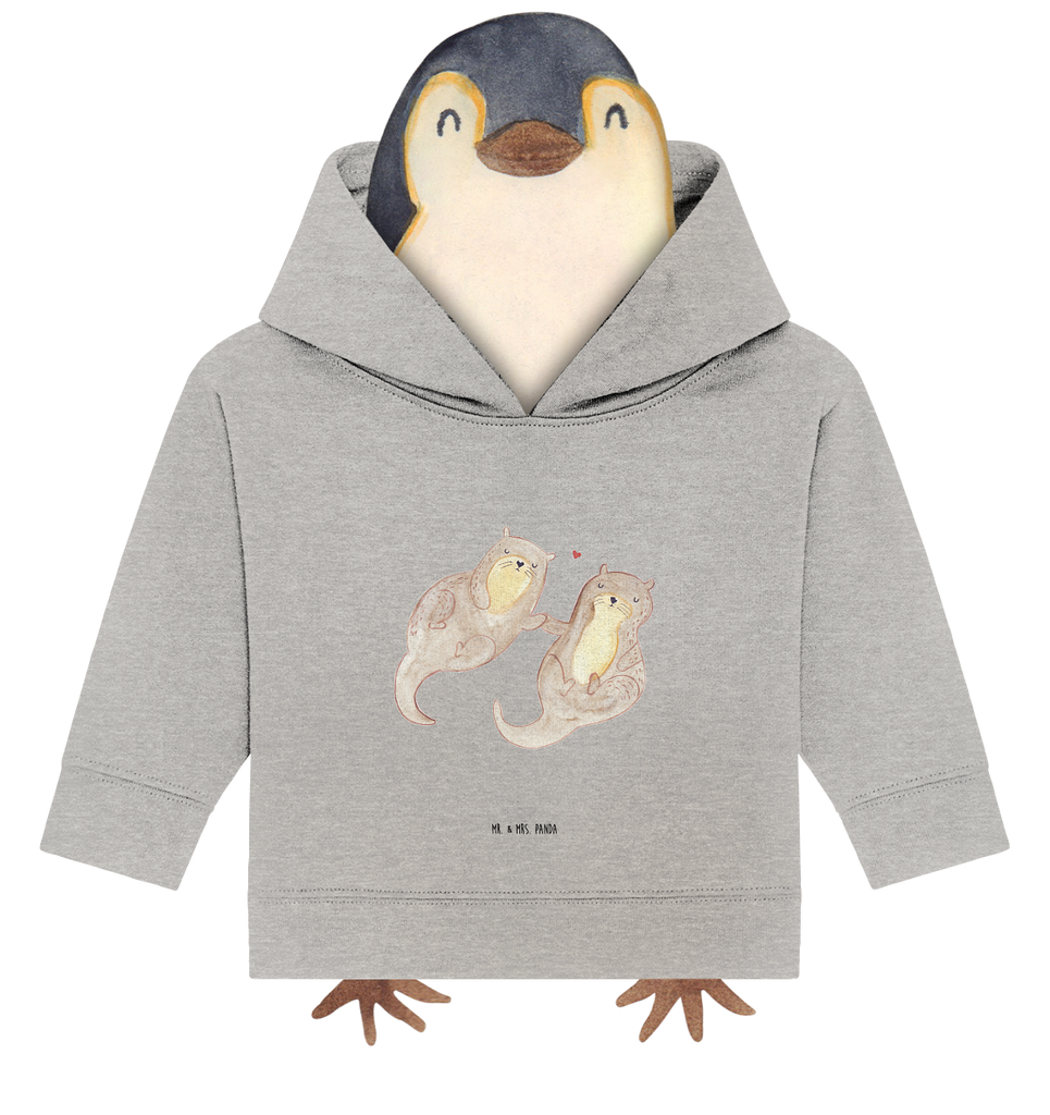 Organic Baby Hoodie Otter händchenhaltend Baby Kapuzenshirt, Baby Kapuzensweatshirt, Baby Hoodie, Baby Pullover, Otter, Fischotter, Seeotter, Otter Seeotter See Otter