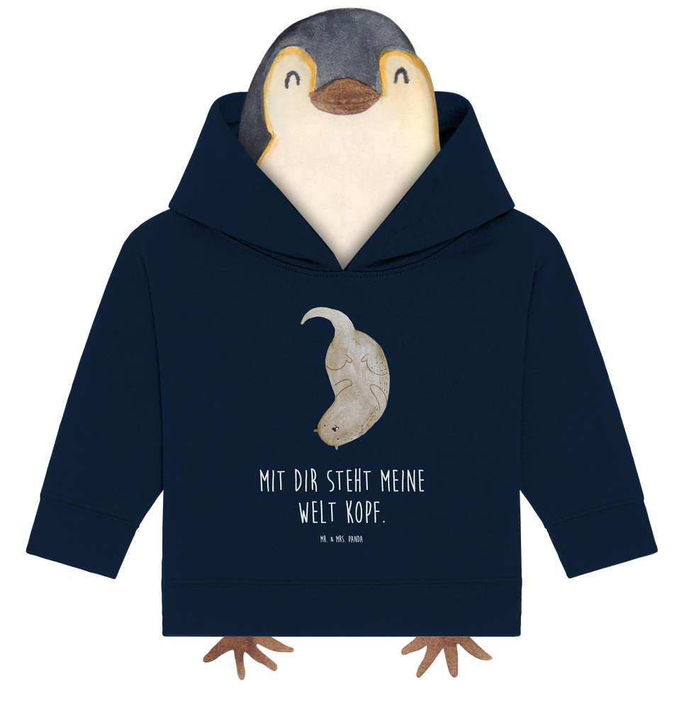 Organic Baby Hoodie Otter kopfüber Baby Kapuzenshirt, Baby Kapuzensweatshirt, Baby Hoodie, Baby Pullover, Otter, Fischotter, Seeotter, Otter Seeotter See Otter