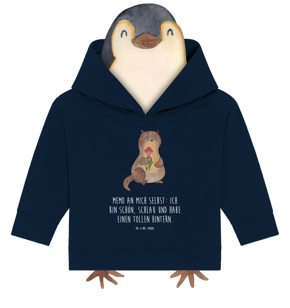 Organic Baby Hoodie Otter Blumenstrauß Baby Kapuzenshirt, Baby Kapuzensweatshirt, Baby Hoodie, Baby Pullover, Otter, Fischotter, Seeotter, Otter Seeotter See Otter