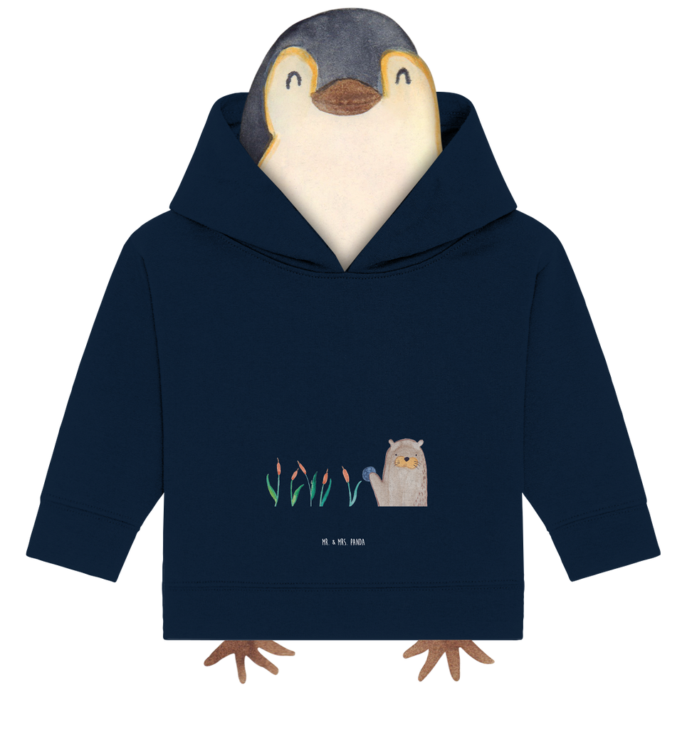 Organic Baby Hoodie Otter mit Stein Baby Kapuzenshirt, Baby Kapuzensweatshirt, Baby Hoodie, Baby Pullover, Otter, Fischotter, Seeotter, Otter Seeotter See Otter