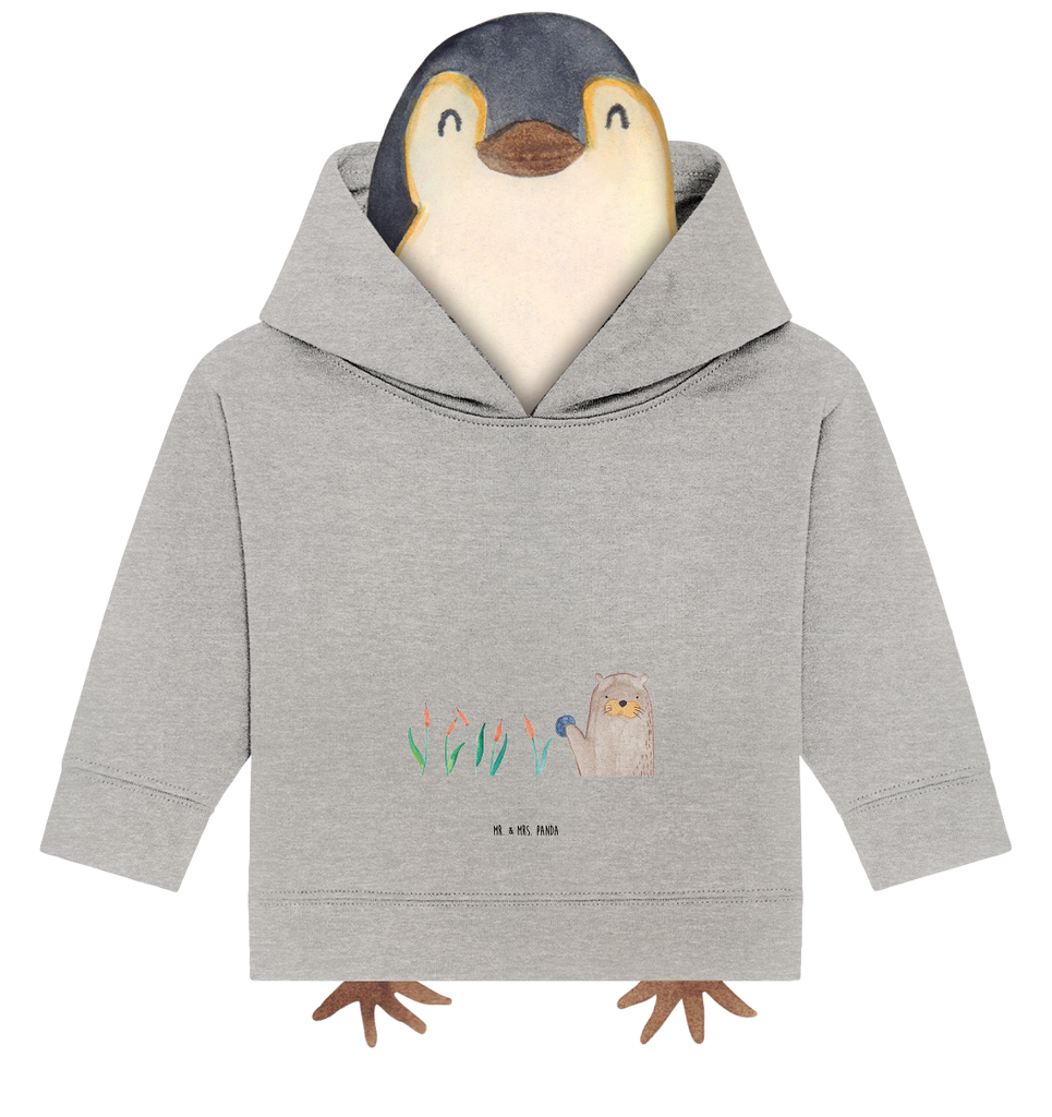Organic Baby Hoodie Otter mit Stein Baby Kapuzenshirt, Baby Kapuzensweatshirt, Baby Hoodie, Baby Pullover, Otter, Fischotter, Seeotter, Otter Seeotter See Otter