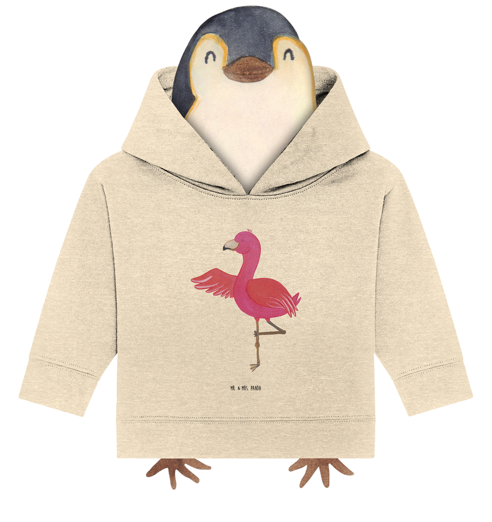 Organic Baby Hoodie Flamingo Yoga Baby Kapuzenshirt, Baby Kapuzensweatshirt, Baby Hoodie, Baby Pullover, Flamingo, Vogel, Yoga, Namaste, Achtsamkeit, Yoga-Übung, Entspannung, Ärger, Aufregen, Tiefenentspannung