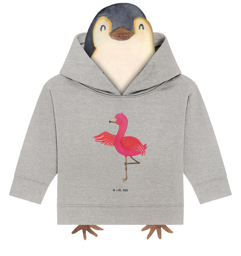 Organic Baby Hoodie Flamingo Yoga Baby Kapuzenshirt, Baby Kapuzensweatshirt, Baby Hoodie, Baby Pullover, Flamingo, Vogel, Yoga, Namaste, Achtsamkeit, Yoga-Übung, Entspannung, Ärger, Aufregen, Tiefenentspannung