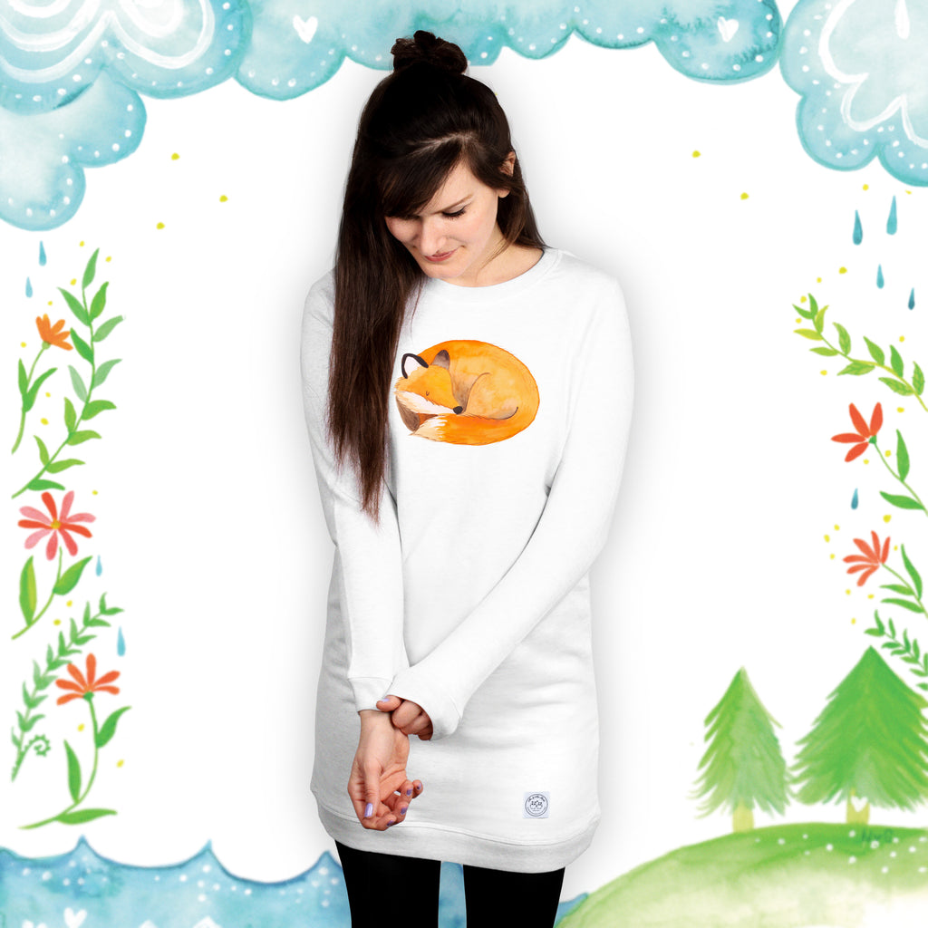 Größe XS Kleid Fuchs Schläft Sweater Kleid Kleid, Winterkleid, Langarm Kleid, Baumwollkleid, Stoffkleid, Sweatkleid, Fuchs