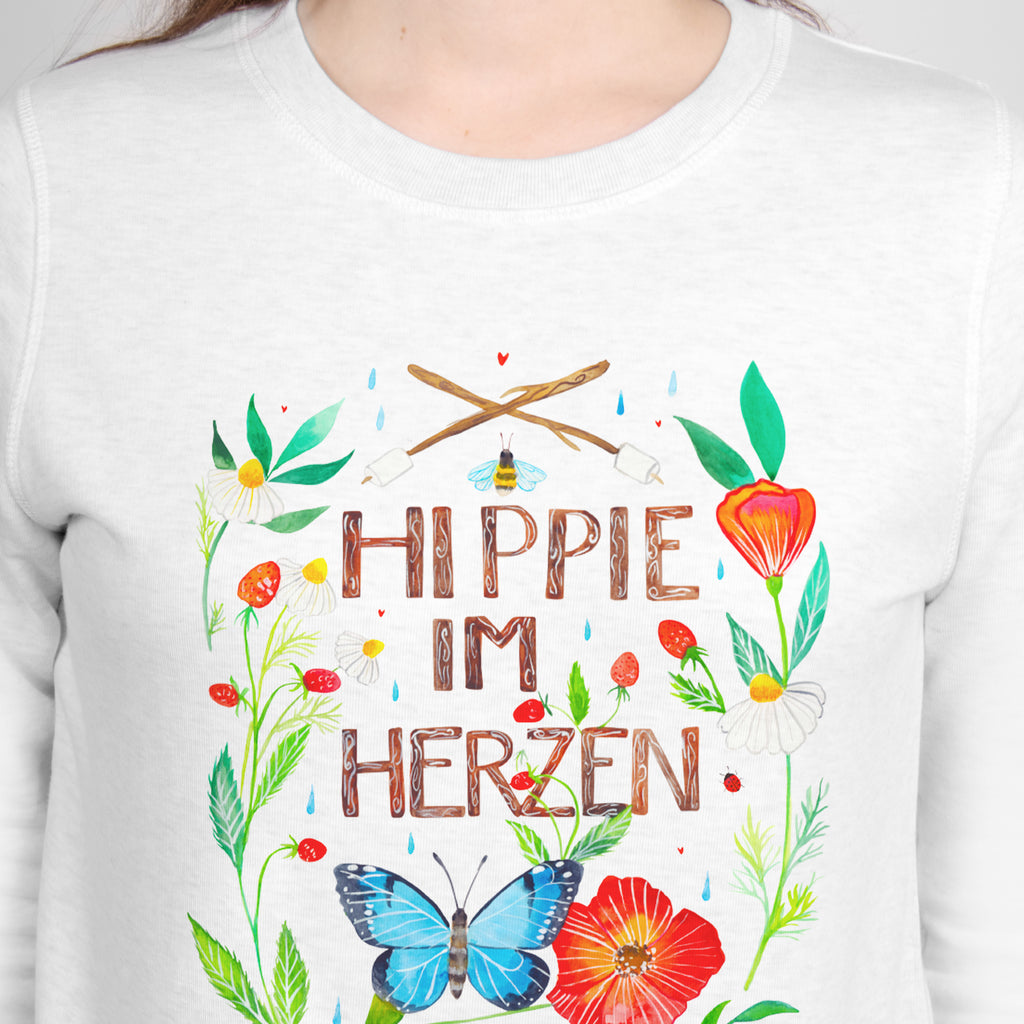 Größe XL Kleid Hippie im Herzen Kleid, Winterkleid, Langarm Kleid, Baumwollkleid, Stoffkleid, Sweatkleid, Blumen Deko, Frühlings Deko, Sommer Deko, Dekoration, positive Botschaft, Naturliebhaber, Outdoor, Natur, Abenteuer