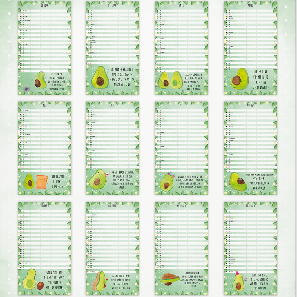 Familienkalender 2024 Avocado Collection Familienplaner, Kalender, Jahreskalender, Terminplaner, Kalender mit Feiertagen, Avocado, Veggie, Vegan, Gesund