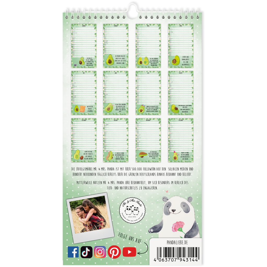 Familienkalender 2024 Avocado Collection Familienplaner, Kalender, Jahreskalender, Terminplaner, Kalender mit Feiertagen, Avocado, Veggie, Vegan, Gesund
