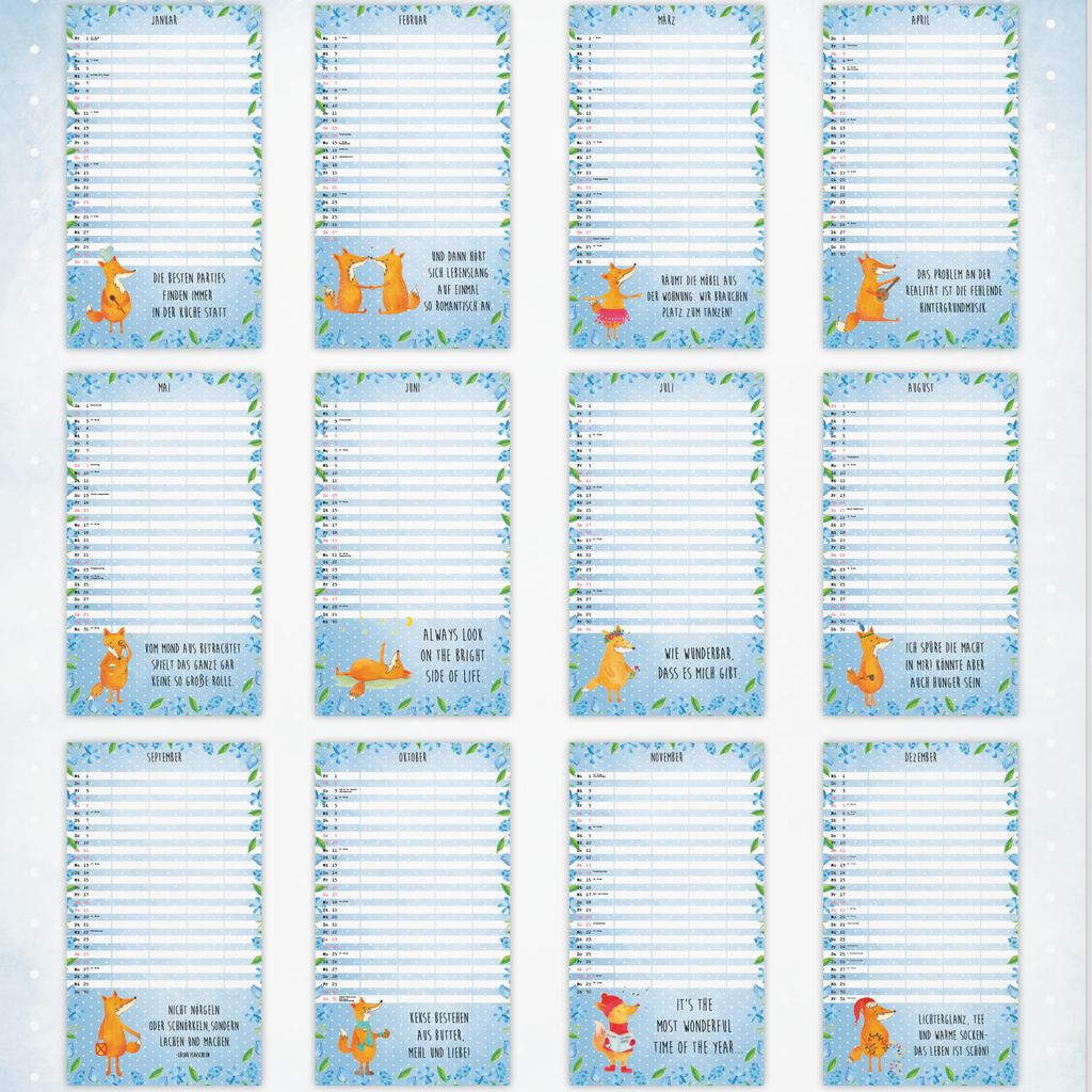Familienkalender 2024 Fuchs Collection Familienplaner, Kalender, Jahreskalender, Terminplaner, Kalender mit Feiertagen, Fuchs