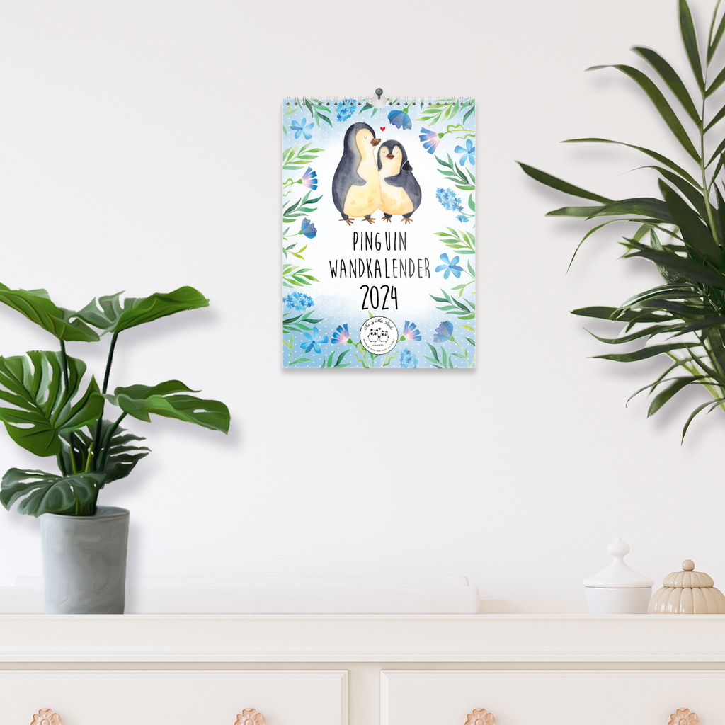 A4 Wandkalender 2024 Pinguin Collection Kalender, Jahreskalender, Terminplaner, Kalender mit Feiertagen, Küchenkalender, Pinguin