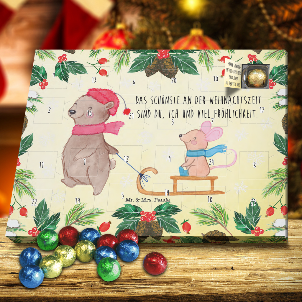 Schoko Adventskalender Bär Maus Schlitten Schokoladen Adventskalender, Adventskalender, Schoko Adventskalender, Winter, Weihnachten, Weihnachtsdeko, Nikolaus, Advent, Heiligabend, Wintermotiv