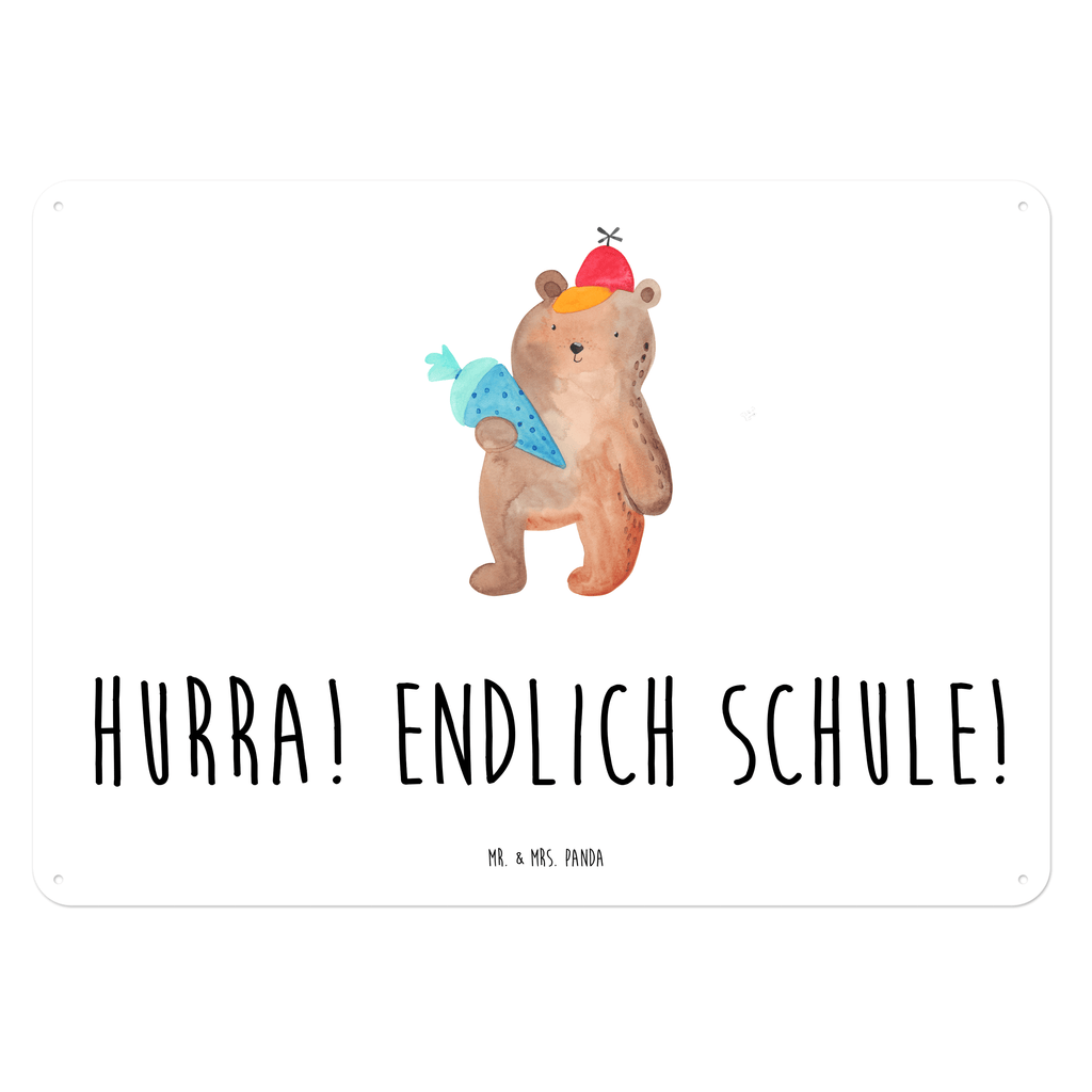 Blechschild Bär mit Schultüte Blechschild, Metallschild, Geschenk Schild, Schild, Magnet-Metall-Schild, Deko Schild, Wandschild, Wand-Dekoration, Türschild, Bär, Teddy, Teddybär, Bär Motiv, Schultüte, Erster Schultag Geschenk, Einschulung Geschenk, Schule Geschenk, Grundschule, Schulanfang, Schulbeginn