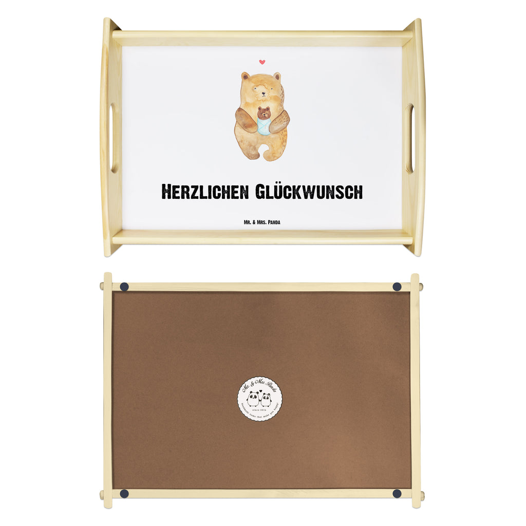 Serviertablett Bär mit Baby Tablett, Holztablett, Küchentablett, Dekotablett, Frühstückstablett, Bär, Teddy, Teddybär, Eltern, Mutter, Baby, Taufe, Geburt, Nichte, Neffe, Enkel, Enkelin, Täufling, Geburtstag, Glückwunsch