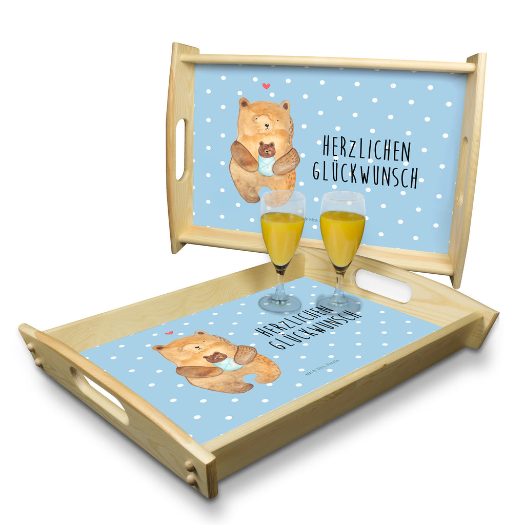 Serviertablett Bär mit Baby Tablett, Holztablett, Küchentablett, Dekotablett, Frühstückstablett, Bär, Teddy, Teddybär, Eltern, Mutter, Baby, Taufe, Geburt, Nichte, Neffe, Enkel, Enkelin, Täufling, Geburtstag, Glückwunsch