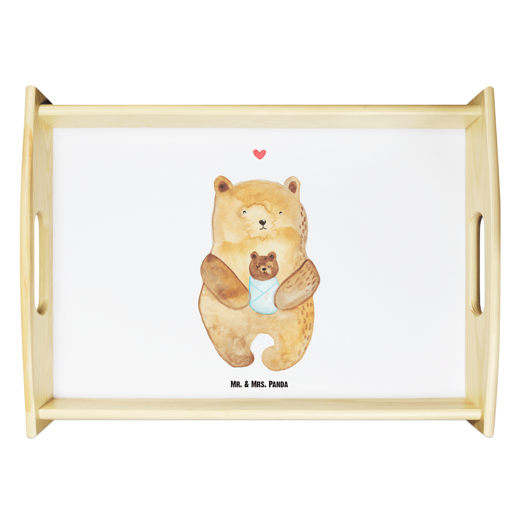 Serviertablett Bär mit Baby Tablett, Holztablett, Küchentablett, Dekotablett, Frühstückstablett, Bär, Teddy, Teddybär, Eltern, Mutter, Baby, Taufe, Geburt, Nichte, Neffe, Enkel, Enkelin, Täufling, Geburtstag, Glückwunsch