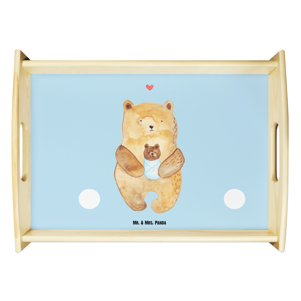 Serviertablett Bär mit Baby Tablett, Holztablett, Küchentablett, Dekotablett, Frühstückstablett, Bär, Teddy, Teddybär, Eltern, Mutter, Baby, Taufe, Geburt, Nichte, Neffe, Enkel, Enkelin, Täufling, Geburtstag, Glückwunsch