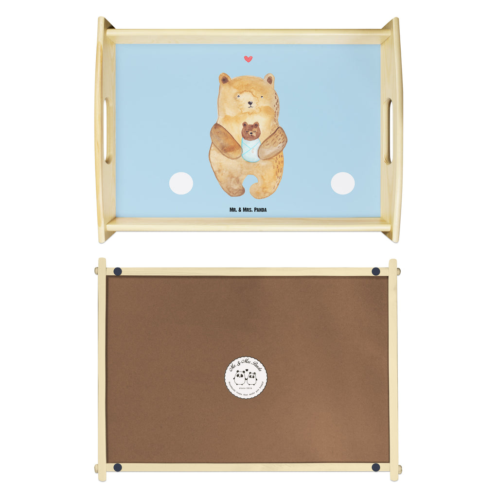 Serviertablett Bär mit Baby Tablett, Holztablett, Küchentablett, Dekotablett, Frühstückstablett, Bär, Teddy, Teddybär, Eltern, Mutter, Baby, Taufe, Geburt, Nichte, Neffe, Enkel, Enkelin, Täufling, Geburtstag, Glückwunsch