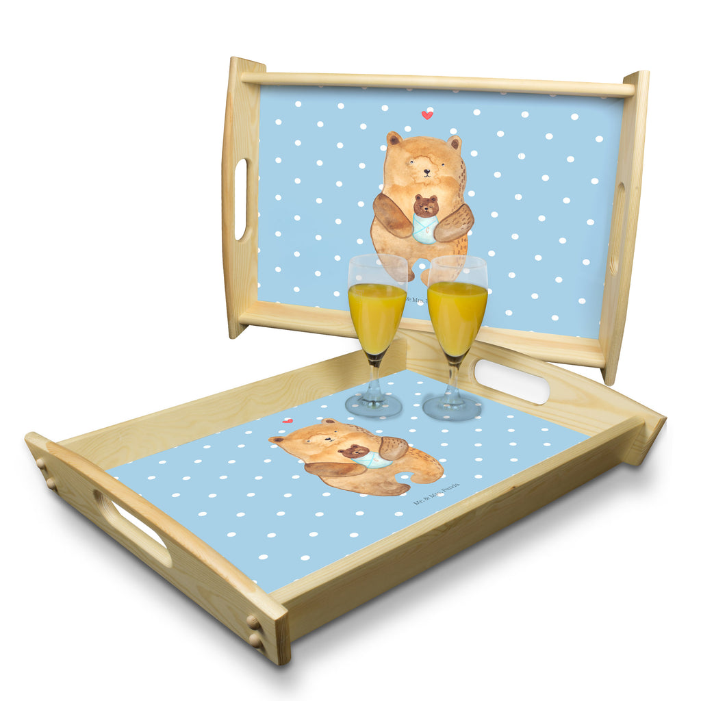 Serviertablett Bär mit Baby Tablett, Holztablett, Küchentablett, Dekotablett, Frühstückstablett, Bär, Teddy, Teddybär, Eltern, Mutter, Baby, Taufe, Geburt, Nichte, Neffe, Enkel, Enkelin, Täufling, Geburtstag, Glückwunsch
