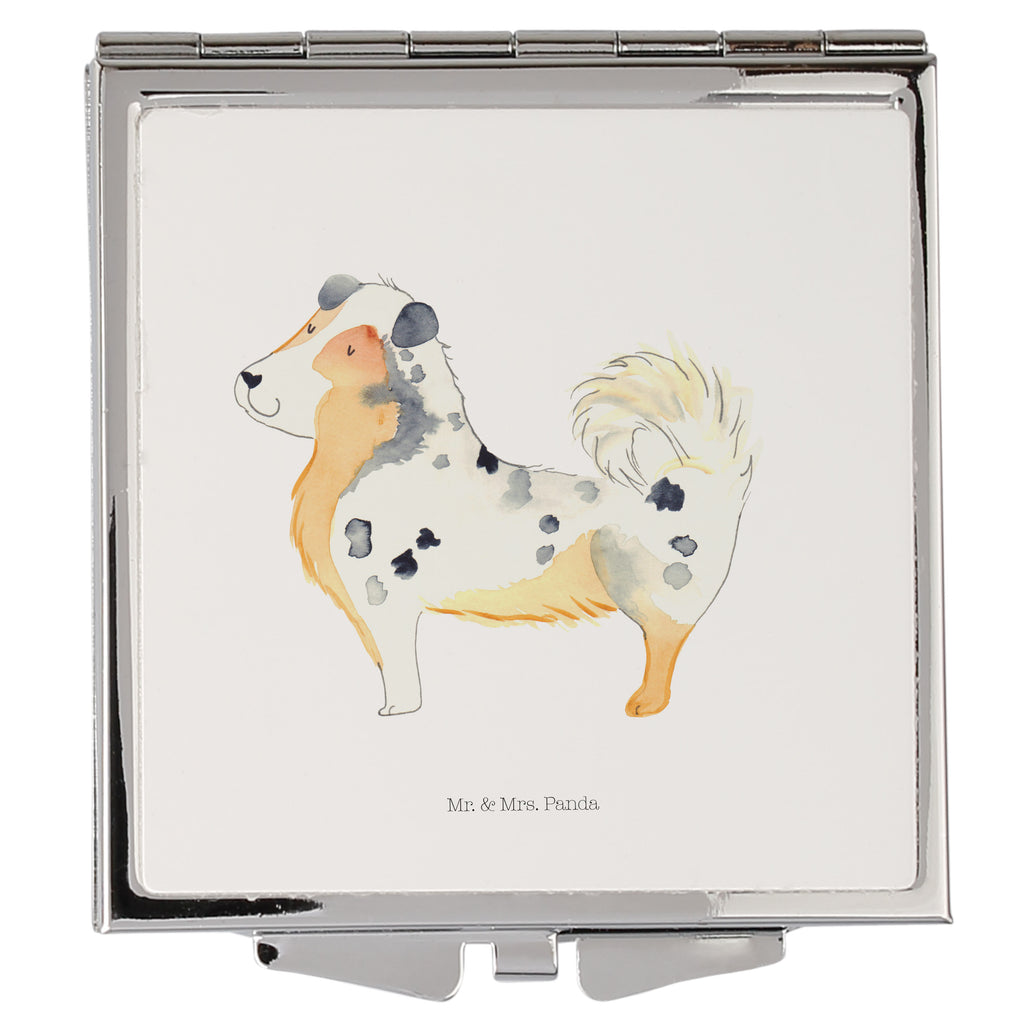 Handtaschenspiegel quadratisch Australien Shepherd Spiegel, Handtasche, Quadrat, silber, schminken, Schminkspiegel, Hund, Hundemotiv, Haustier, Hunderasse, Tierliebhaber, Hundebesitzer, Sprüche, Australien Shepherd, Shepherd, Hundeliebe, Familienhund, Spruch