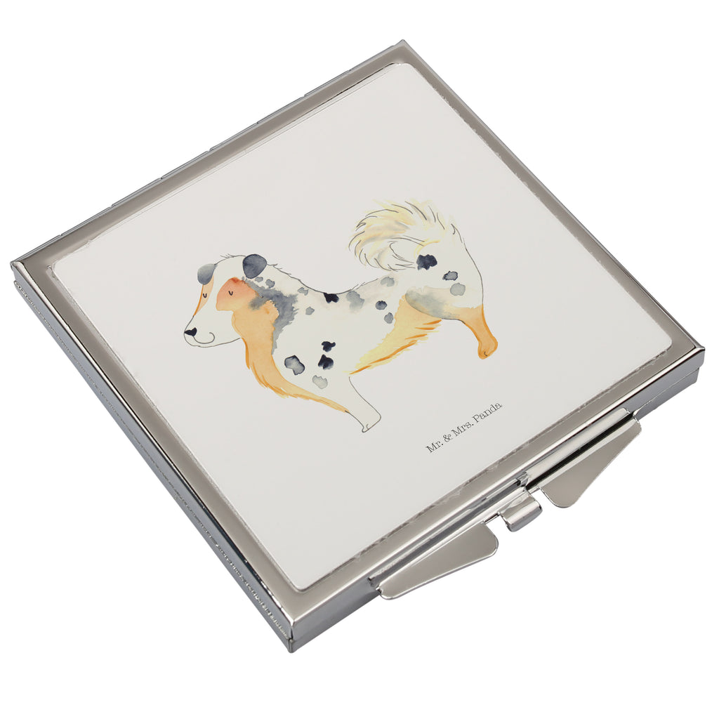 Handtaschenspiegel quadratisch Australien Shepherd Spiegel, Handtasche, Quadrat, silber, schminken, Schminkspiegel, Hund, Hundemotiv, Haustier, Hunderasse, Tierliebhaber, Hundebesitzer, Sprüche, Australien Shepherd, Shepherd, Hundeliebe, Familienhund, Spruch